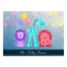 La ducha animal del bebé invita invitación