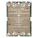 La ducha nupcial de la arpillera rústica elegante  invitaciones personales 