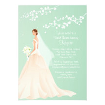 La ducha nupcial de la novia TRIGUENA verde de mod Invitaciones Personales
