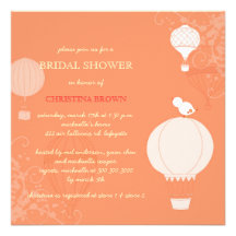 La ducha nupcial de los globos del aire caliente d invitaciones personalizada