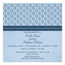 La ducha nupcial del damasco dramático azul invita invitaciones
