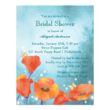 La ducha nupcial floral de la amapola linda invita comunicados personales 