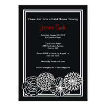 La ducha nupcial floral negra moderna invita comunicados personalizados