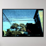 La esquina de niebla con las luces de la mañana poster