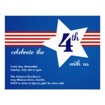 La estrella 4 de julio grande raya la celebración  invitaciones personalizada