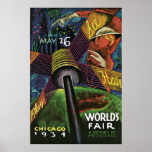 La feria 1934 de mundo de Chicago del vintage Poster