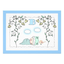 La fiesta de bienvenida al bebé linda del muchacho invitaciones personalizada