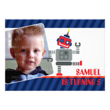 LA FIESTA DE CUMPLEAÑOS DE LA FOTO INVITA:: robot  Anuncio Personalizado