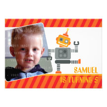LA FIESTA DE CUMPLEAÑOS DE LA FOTO INVITA:: robot  Comunicado Personalizado