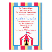 la fiesta de cumpleaños del circo invita a simple  invitacion personal 