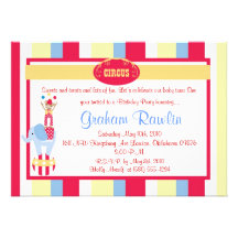 la fiesta de cumpleaños del circo invita a simple  invitaciones personales 