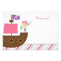 La fiesta de cumpleaños del pirata del chica rosad invitación personalizada