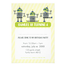 LA FIESTA DE CUMPLEAÑOS INVITA:: robotsx3 1P Invitaciones Personales
