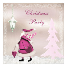 La fiesta de Navidad retra rosada caprichosa de Sa Invitaciones Personales