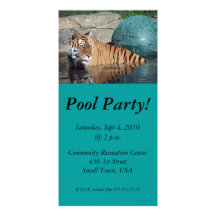 La fiesta en la piscina del tigre de Bengala invit Tarjetas Personales Con Fotos