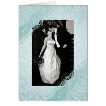 La foto del boda del damasco del Aquamarine le agr tarjetas