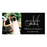 La foto del boda le agradece las tarjetas con negr plantilla para tarjeta de foto