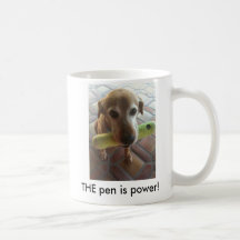 ¡la foto, la pluma es poder! taza de café