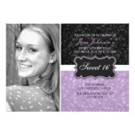La foto púrpura y negra Sweet16 del diseño floral  Anuncios