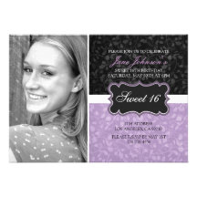 La foto púrpura y negra Sweet16 del diseño floral  Anuncios
