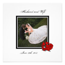 La foto roja del boda del ramo le agradece comunicado personalizado