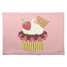 La fresa y azotó la magdalena poner crema Placemat Mantel Individual