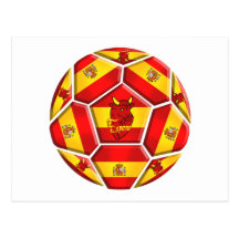 La Furia Roja Toro del balón de fútbol de España 2 Tarjeta Postal