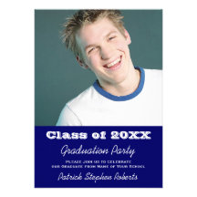 La graduación azul de la foto invita para el hijo comunicados personales 