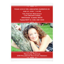 La graduación elegante roja de la foto invita anuncio personalizado
