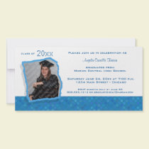 La graduación inspirada retra azul del lunar invit tarjetas fotograficas