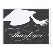 La graduación le agradece negro plano de la tarjet comunicado personalizado