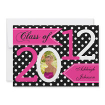 La graduación rosada blanca negra de la foto del l invitaciones