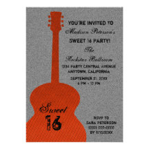 La guitarra del Grunge raya el dulce dieciséis inv Invitación
