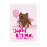 ¡La hija más dulce del oso del feliz cumpleaños! Tarjetas Postales