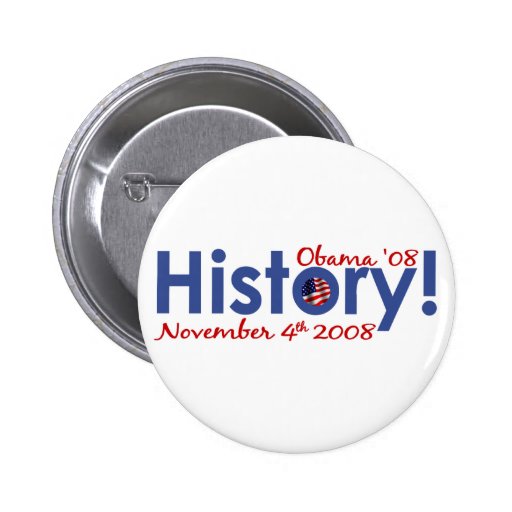 La historia Obama gana 2008 Pins