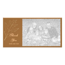 La hoja del roble del otoño le agradece tarjeta de tarjeta fotografica personalizada