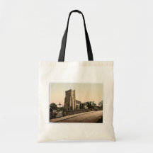 La iglesia, batalla, vintage Photochrom de Inglate Bolsa De Mano