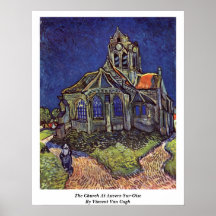 La iglesia en el Auvers-sur-Oise de Vincent van Go Posters