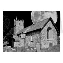 La iglesia y la luna viejas felicitacion 