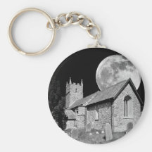 La iglesia y la luna viejas llavero personalizado
