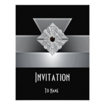 La invitación toda ocasiona art déco de plata negr