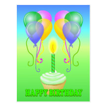 La magdalena del feliz cumpleaños hincha la postal