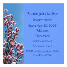 La magnolia rosada florece invitación floral cuadr