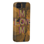 la mamá del AMOR 3D en oro sobre croma del melocot Case-Mate iPhone 4 Cárcasa
