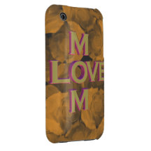 la mamá del AMOR 3D en oro sobre croma del melocot iPhone 3 Case-Mate Carcasa