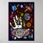 La mano de la humanidad en la impresión del espaci posters