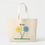 La margarita amarilla y azul florece las bolsas de