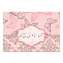 La mariposa besa la tarjeta 2 de RSVP del cumpleañ Anuncio
