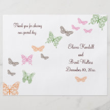 La mariposa besa programa del boda flyer personalizado