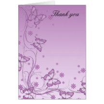 La mariposa púrpura del vintage le agradece cardar felicitaciones